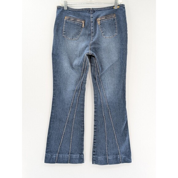 Gasoline Vintage Side Zip Mid Rise Flare Jeans Grunge 90's Y2K Size 11 30x30 - Picture 2 of 9